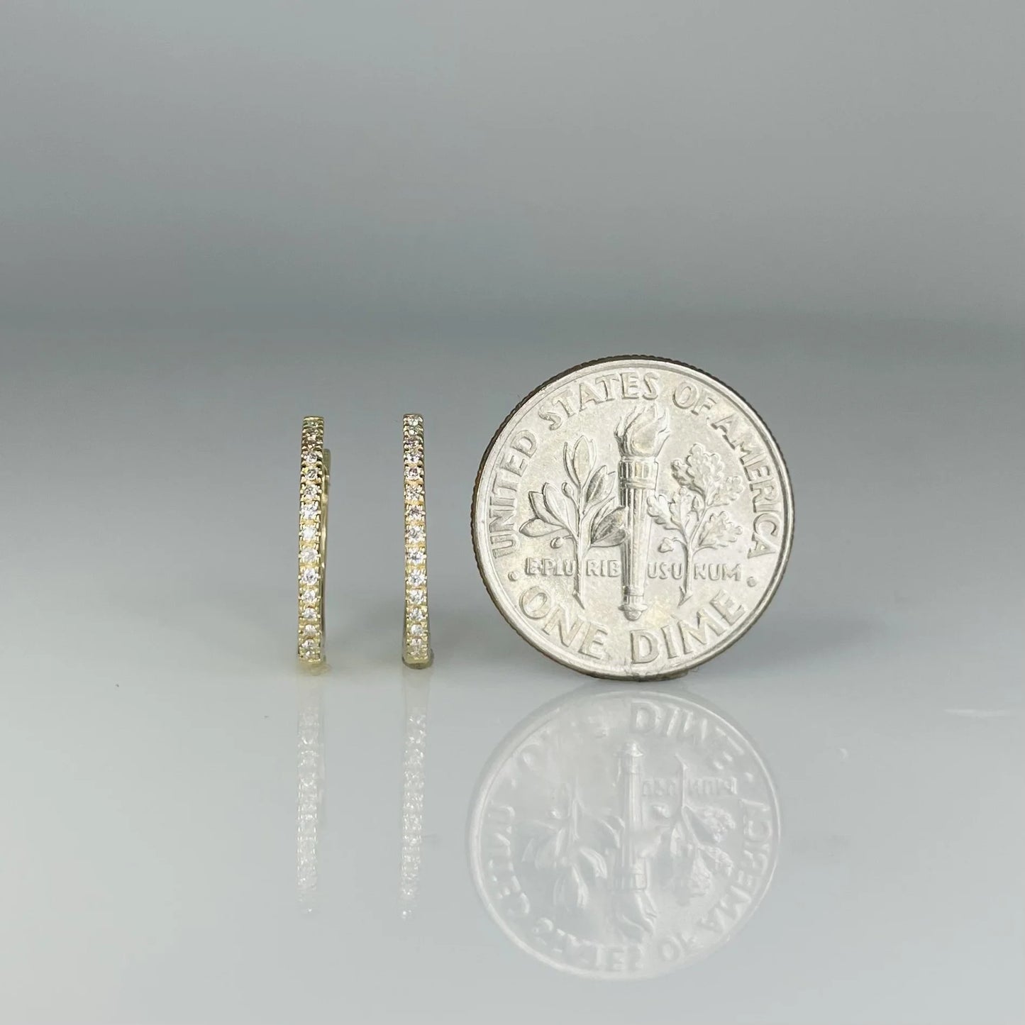 14K Yellow Gold Natural Diamond Huggies 12mm