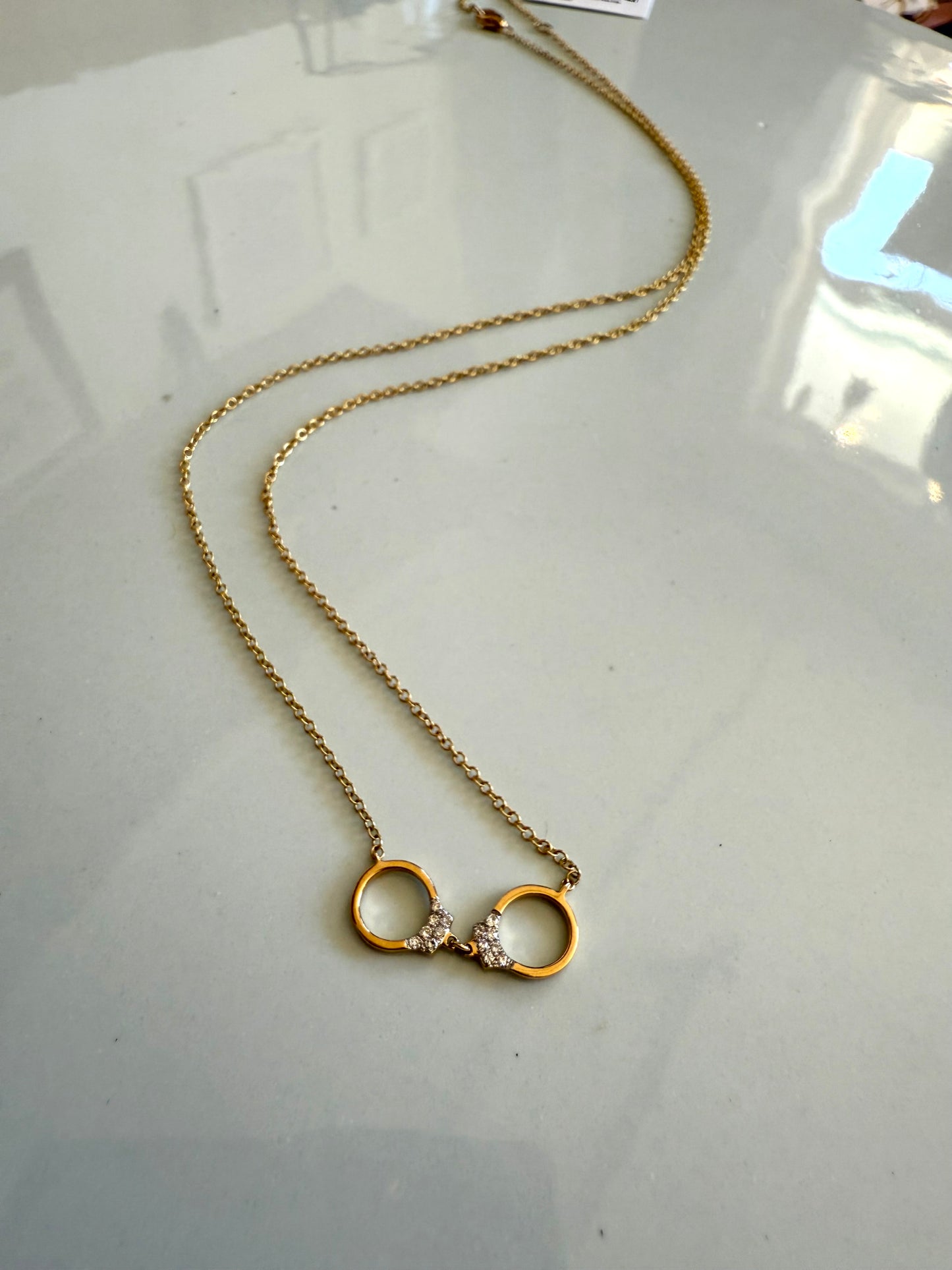 14k gold + diamond handcuff necklace