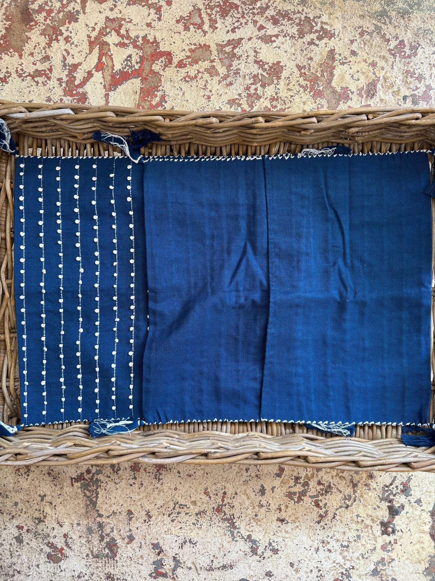 Mexican Handwoven Throw Pillow Cover from Mexico Indigo/ White Stripe