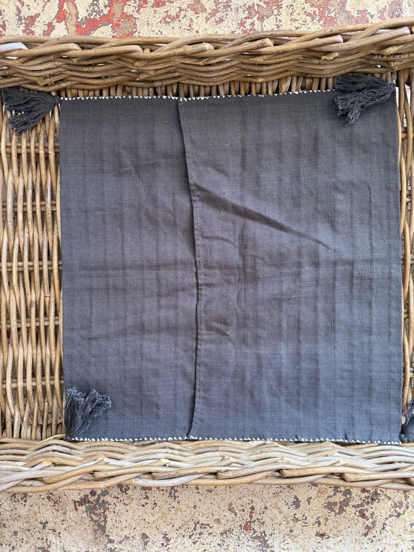 Mexican Handwoven Throw Pillow Cover Charcoal/ Cream Stripe