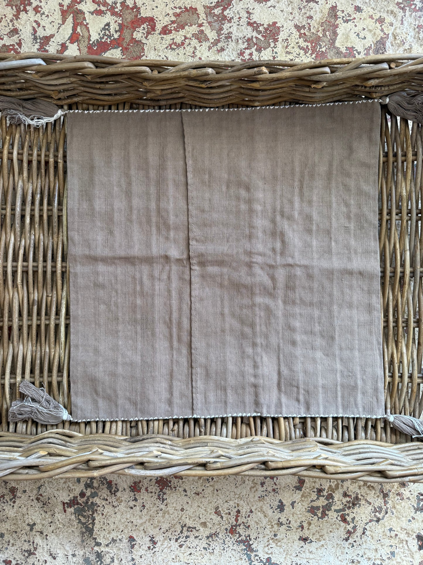 Mexican Handwoven Throw Pillow Cover Taupe/Blk Stripe