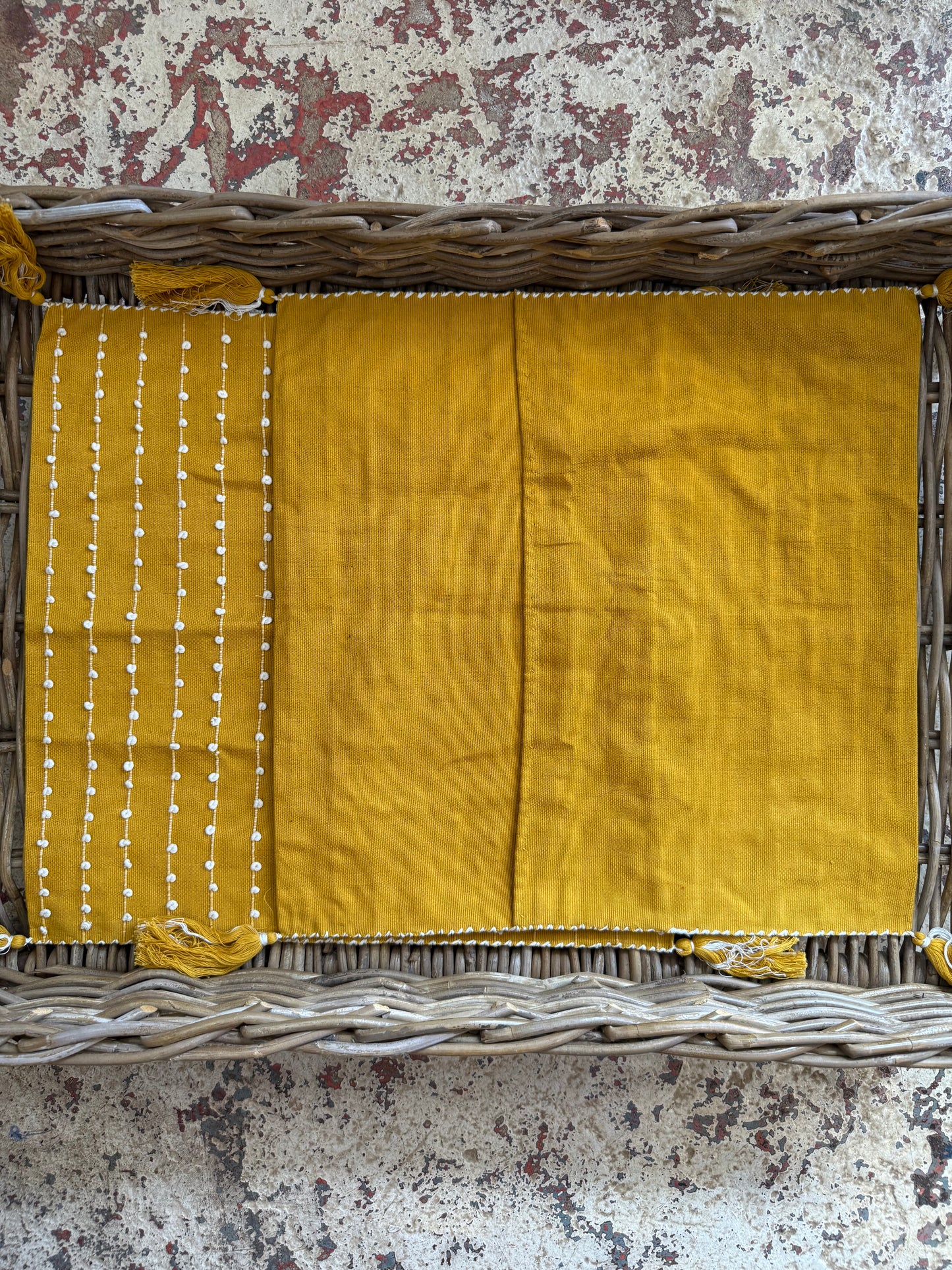 Mexican Handwoven Throw Pillow Cover Mustard/ Cream Stripe