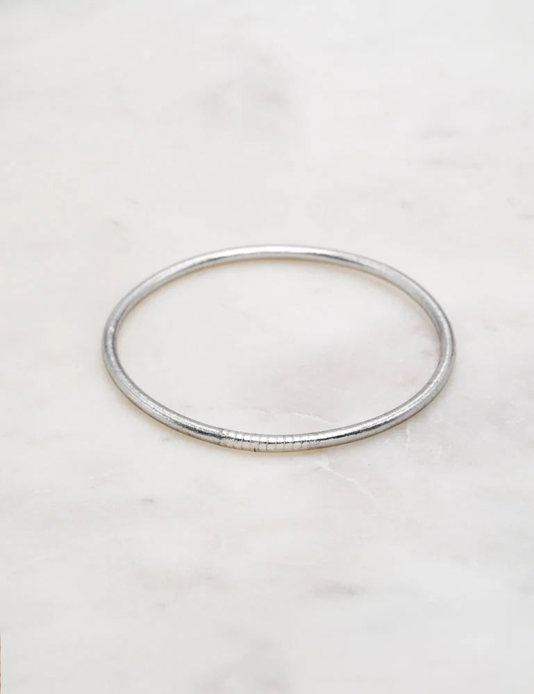 Silver Prayer Bangle Thin Single