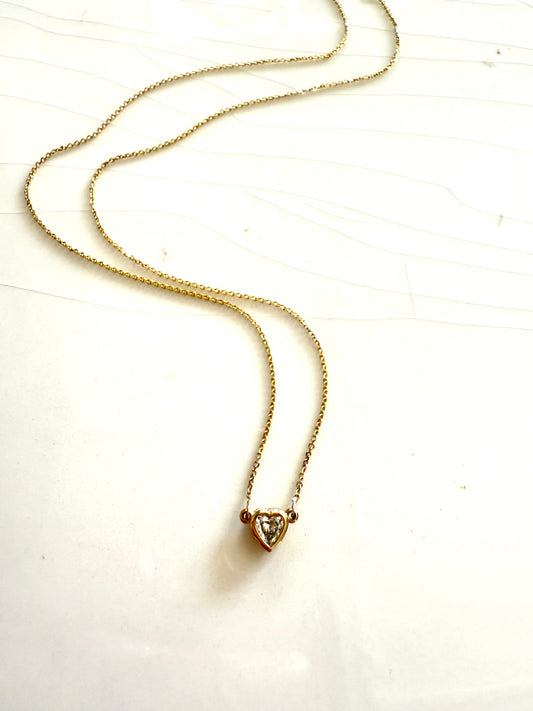 14K Yellow Gold Lab Diamond Small Bezel Heart