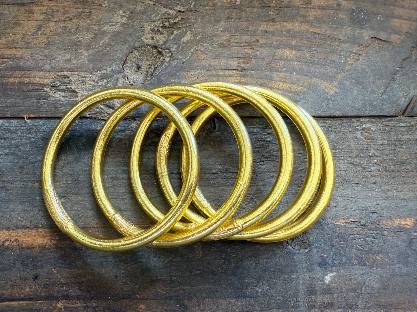 Gold Prayer Bangle Thick Single