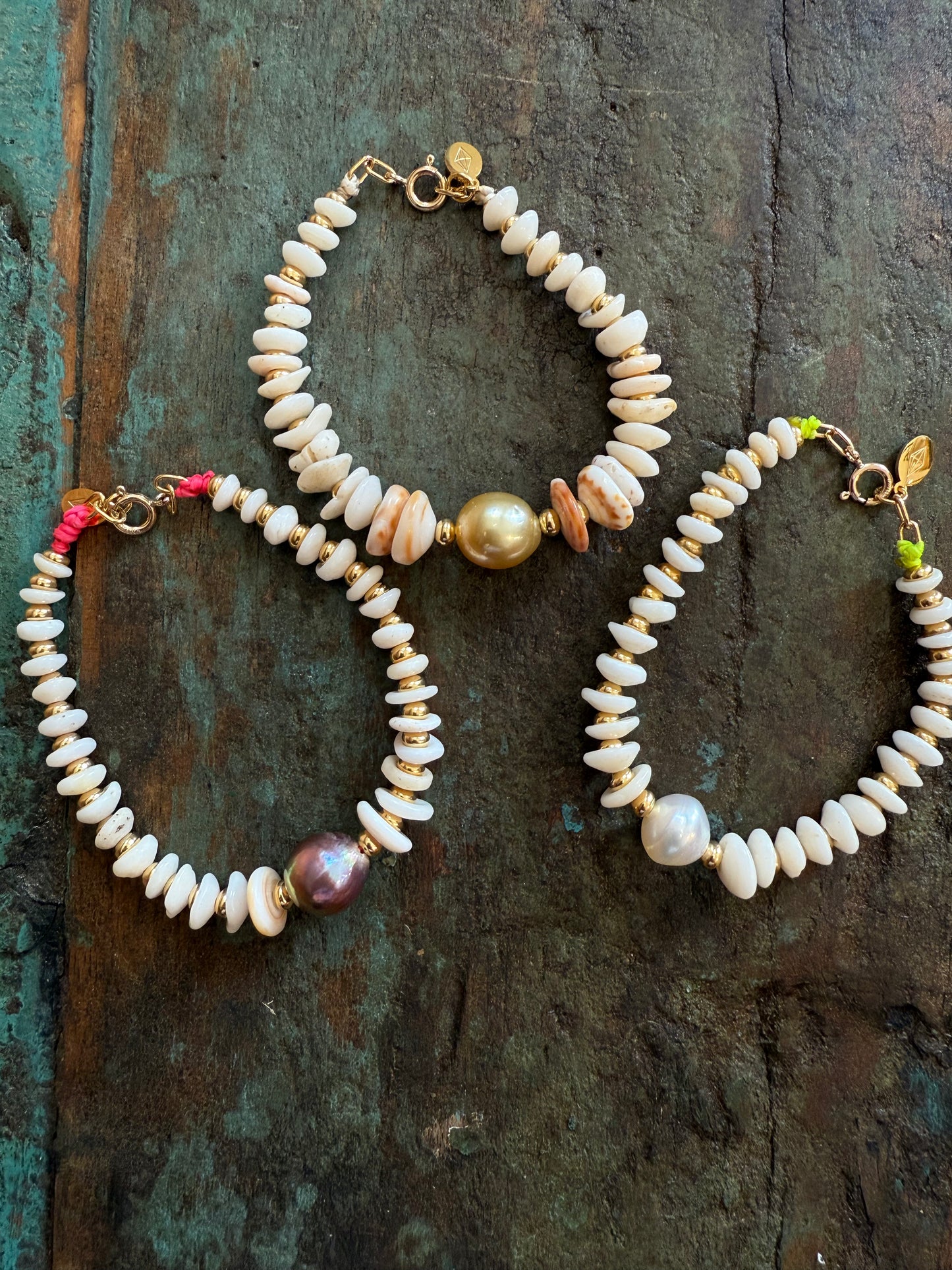 Makaha puka + pearls bracelet