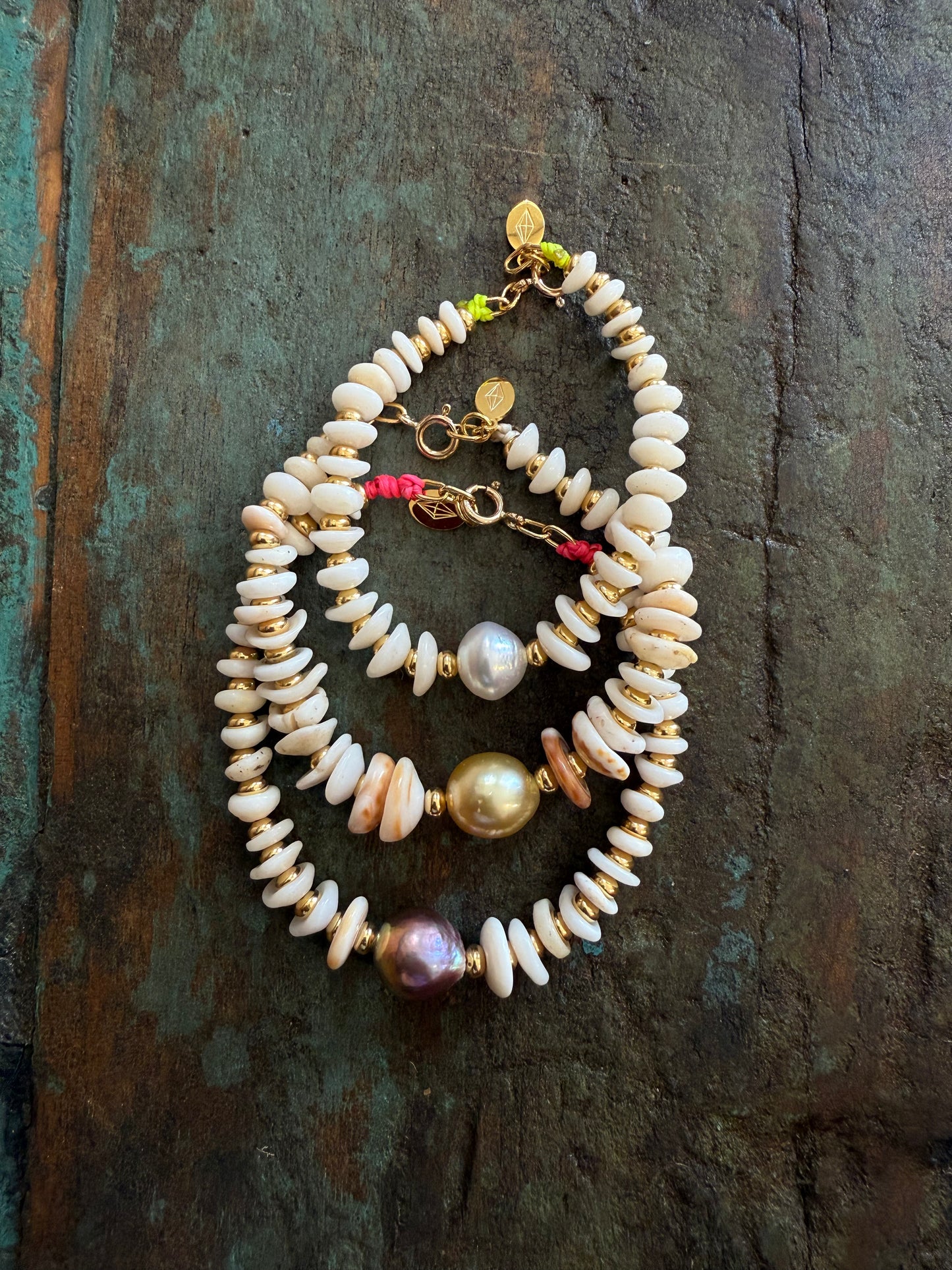Makaha puka + pearls bracelet