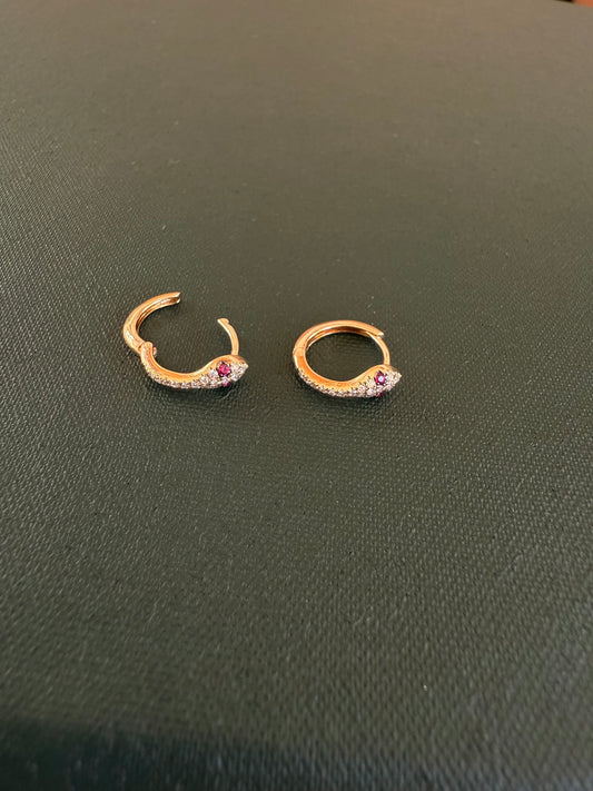 Ruby eye diamond snake huggies