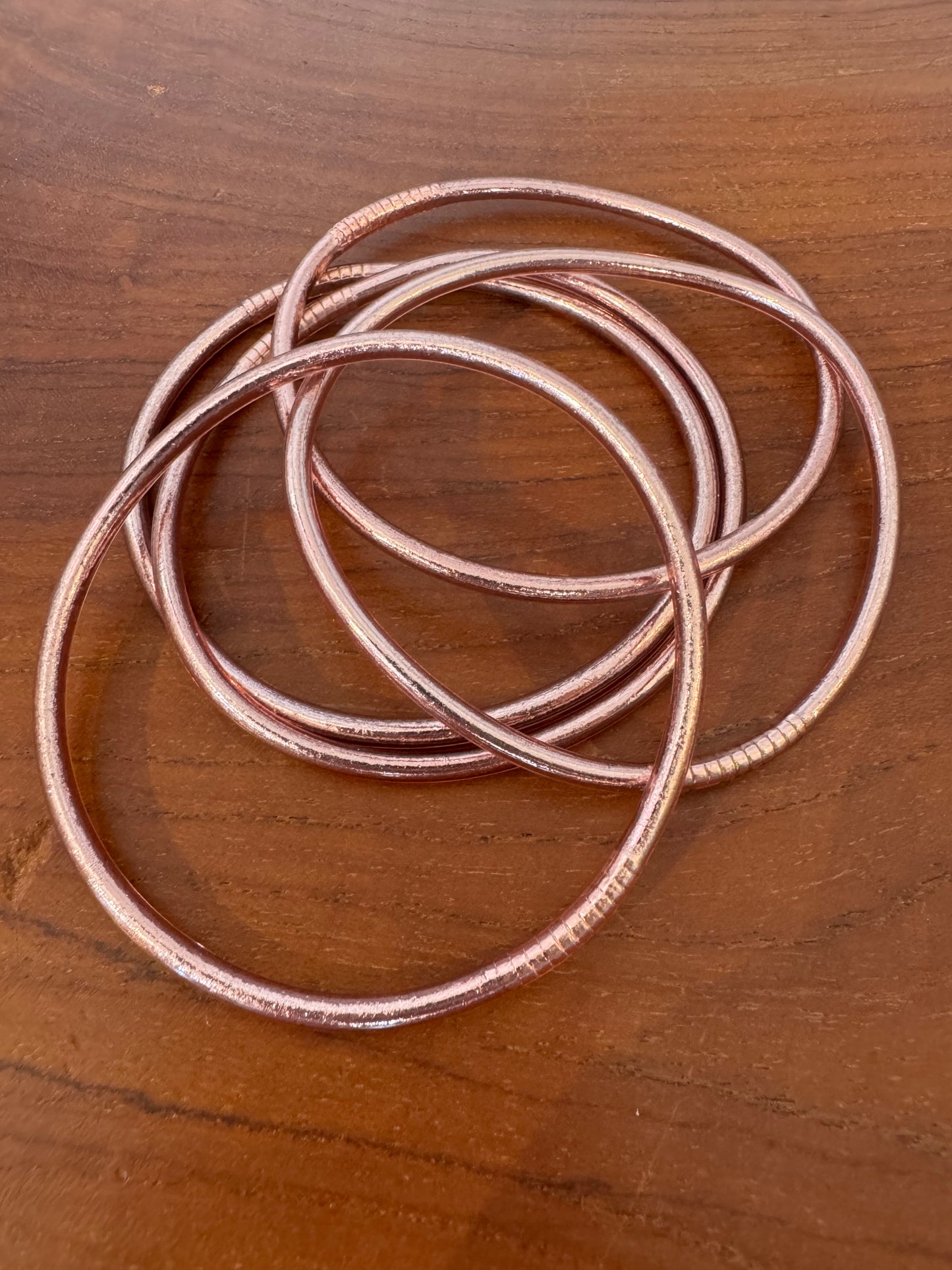 Pink Gold Prayer Bangle Thin Single