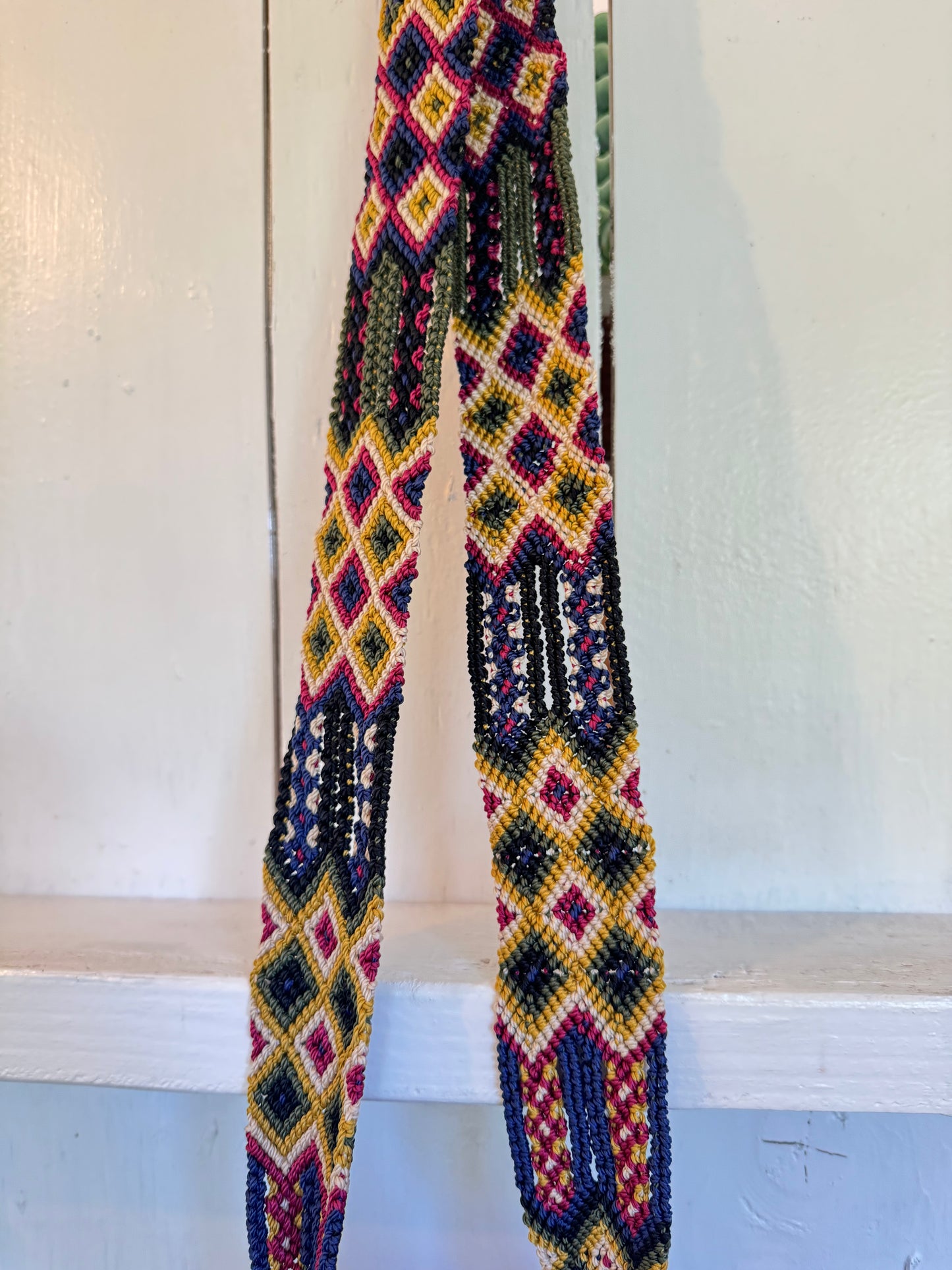 Mexican Handwoven Bucket Bag | Multi color Strap Tall Mustard Yellow