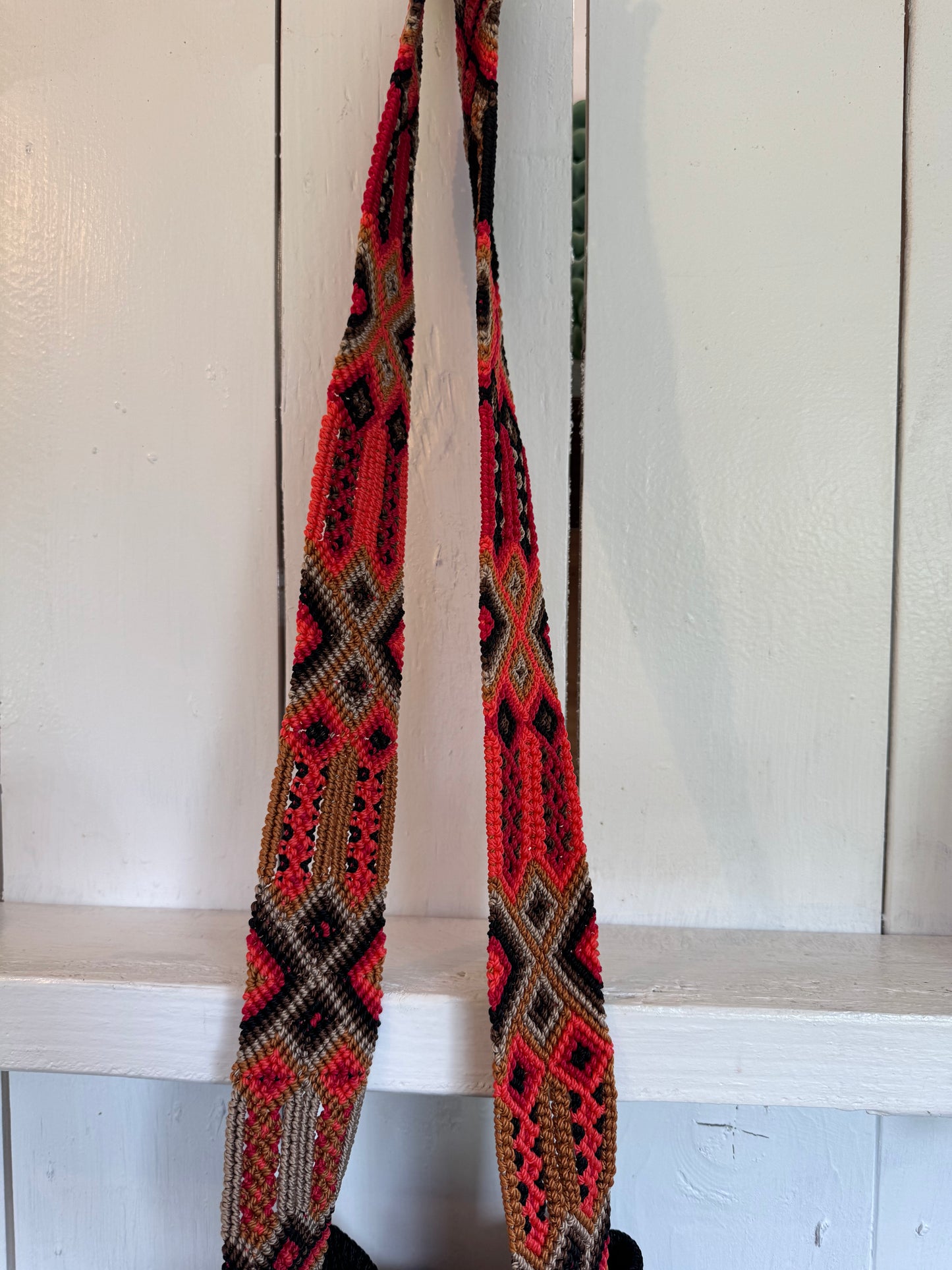 Mexican Handwoven Bucket Bag | Multi color Strap Tall Black