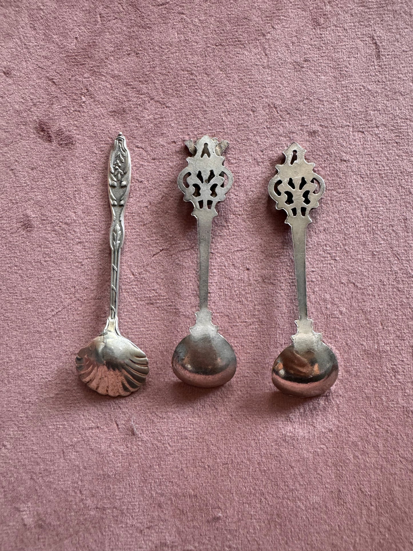 Antique Salt/Spice Spoons Sterling Silver