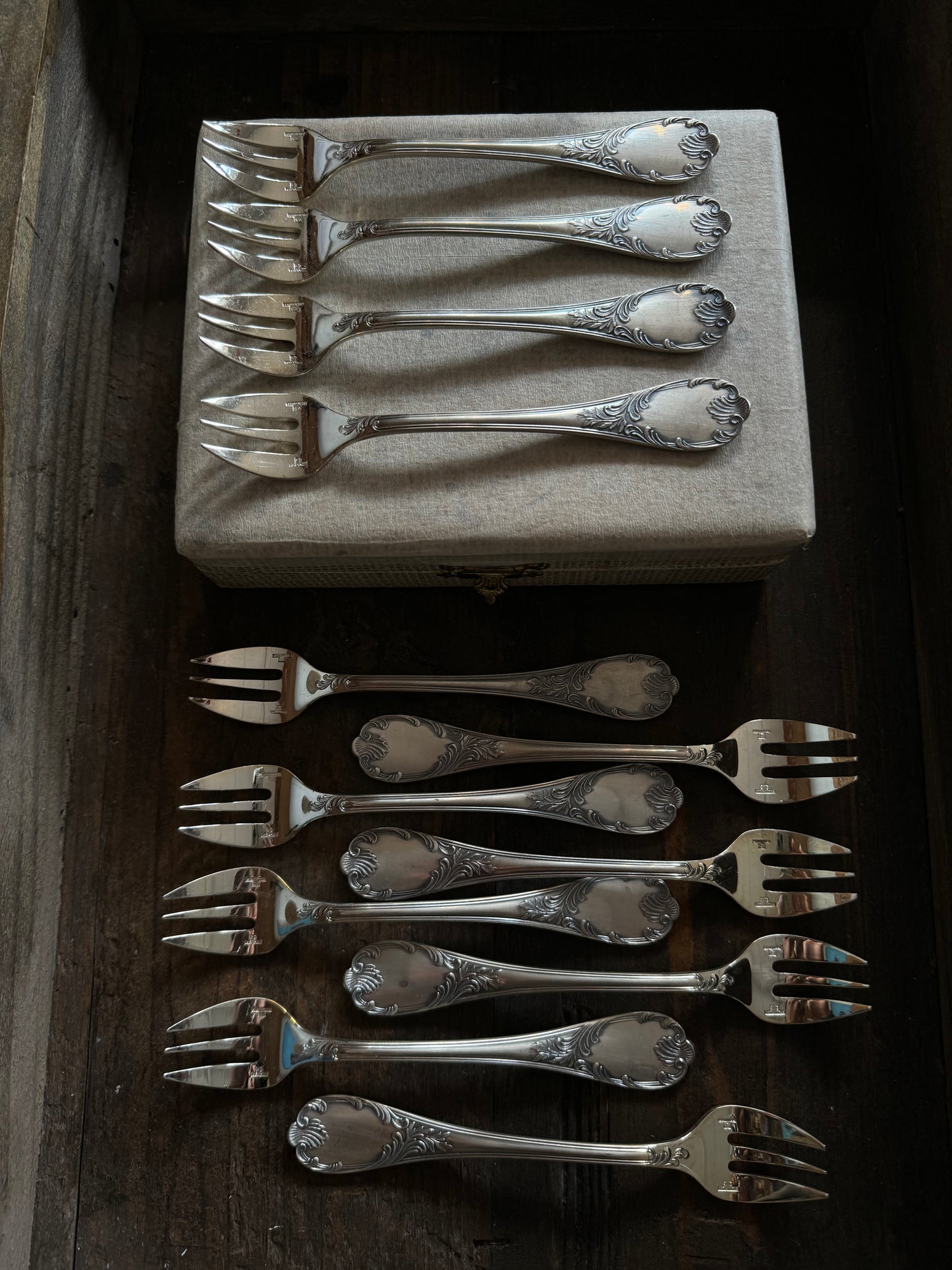 Christofle Marly Vintage Oyster Fork Set of 12