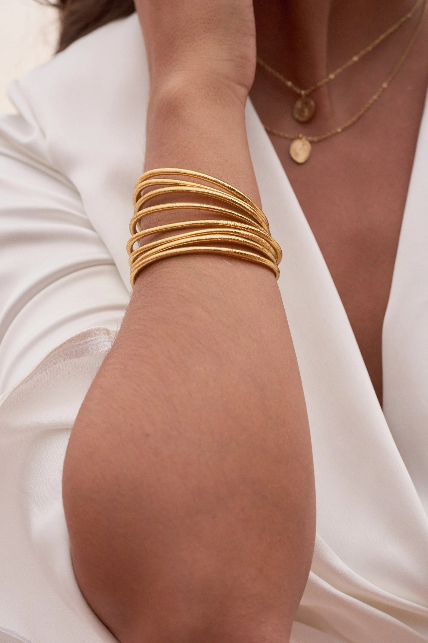 Gold Prayer Bangle Thin Single