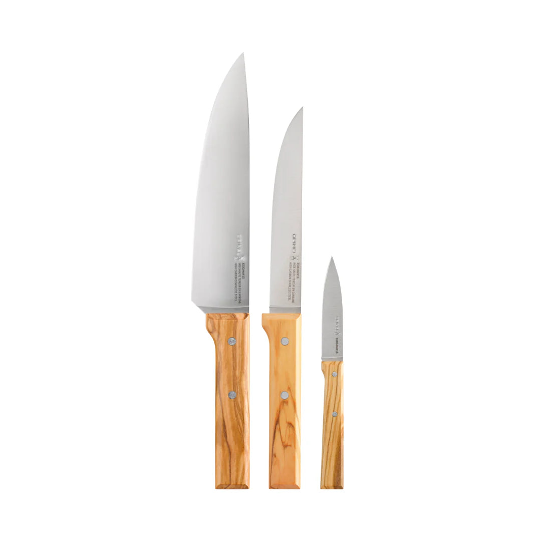 Opinel Olive Wood Chef Knife Trio