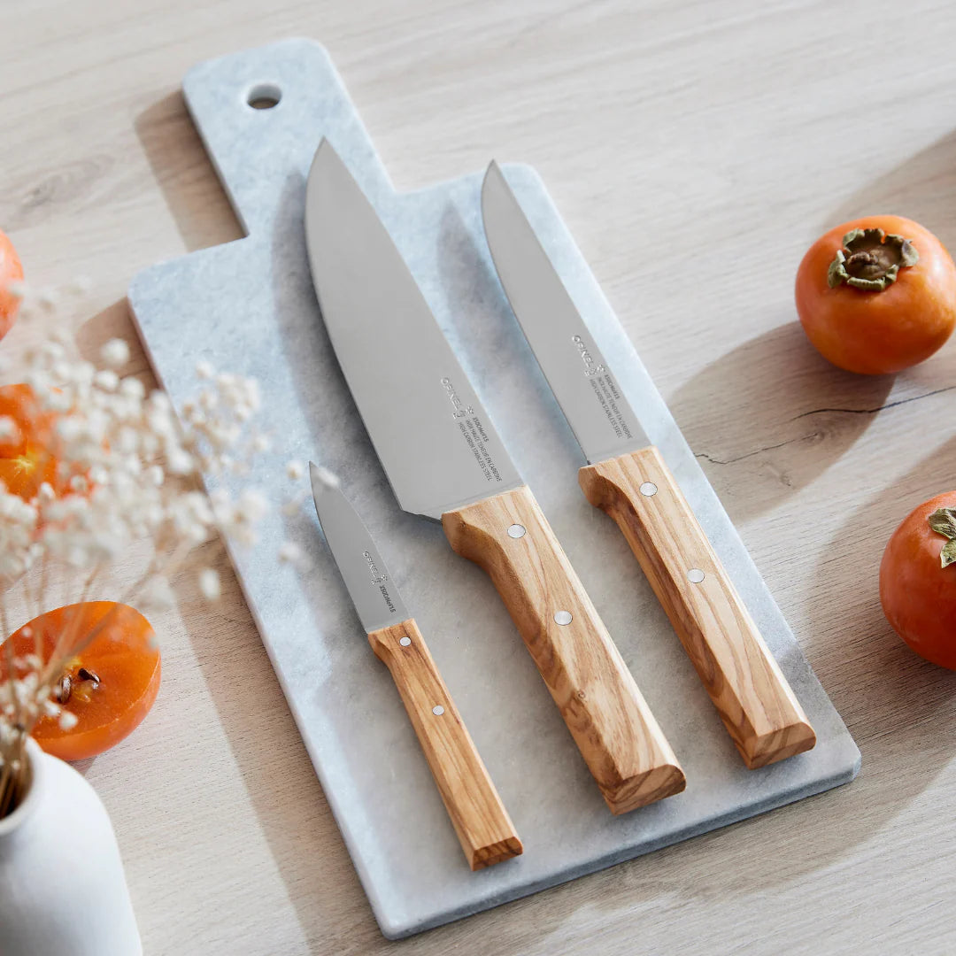 Opinel Olive Wood Chef Knife Trio