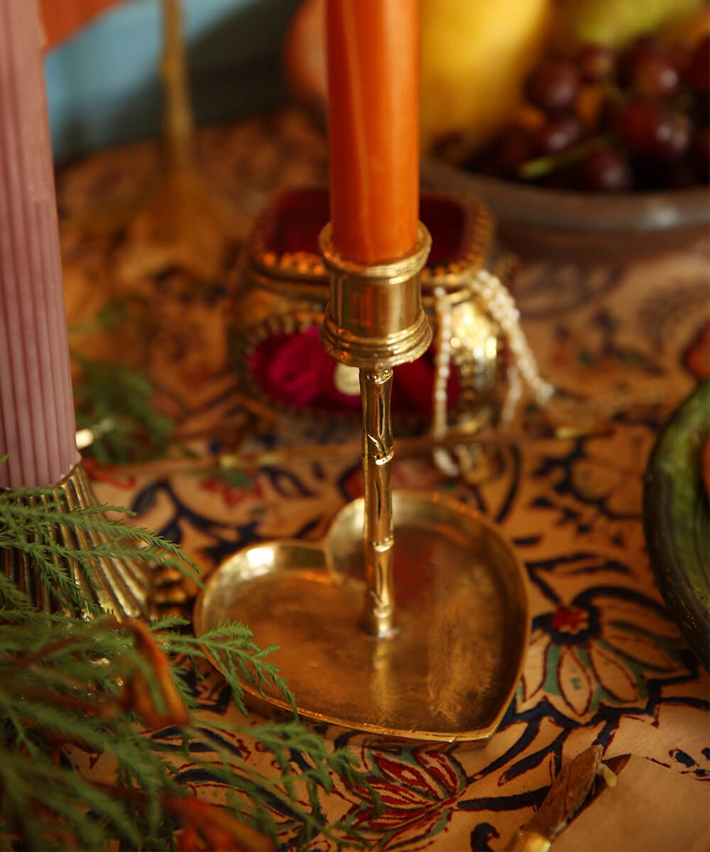 Bamboo Heart Candle Holder