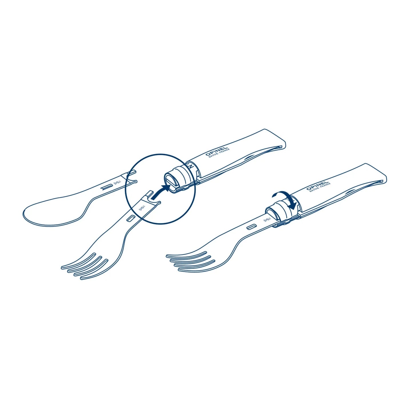 Opinel Picnic + Cutlery Set with No. 8 Folding Knife