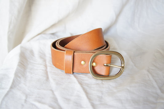 Brass Oval Buckle Belt Thick