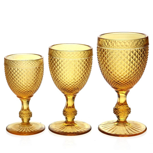 Diamond Wine Glass Amber