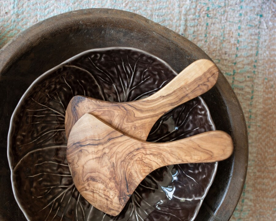 Olive Wood Scoop Salad Server