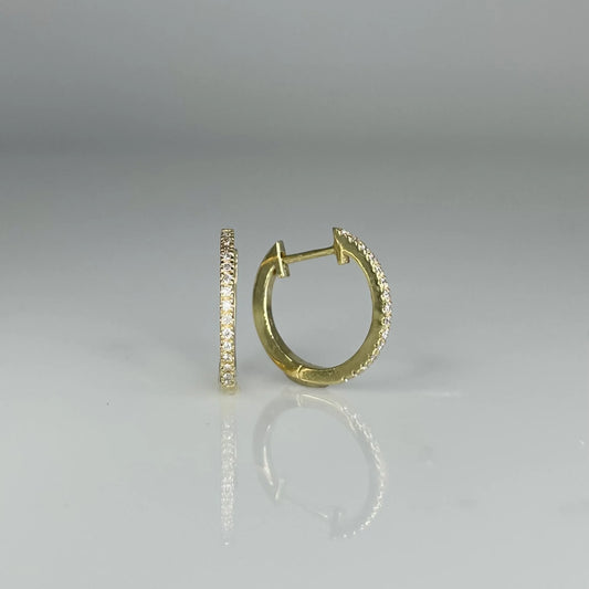 14K Yellow Gold Natural Diamond Huggies 11mm