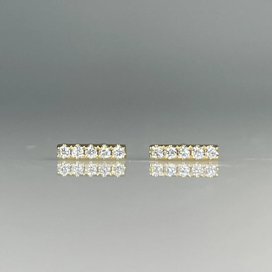 14K Yellow Gold Diamond Bar Earrings 0.07ct