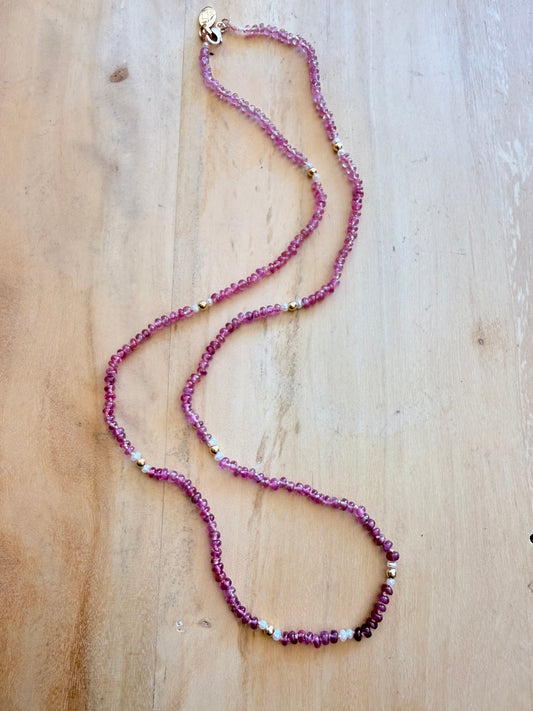 Pink Tourmaline gemstone necklace