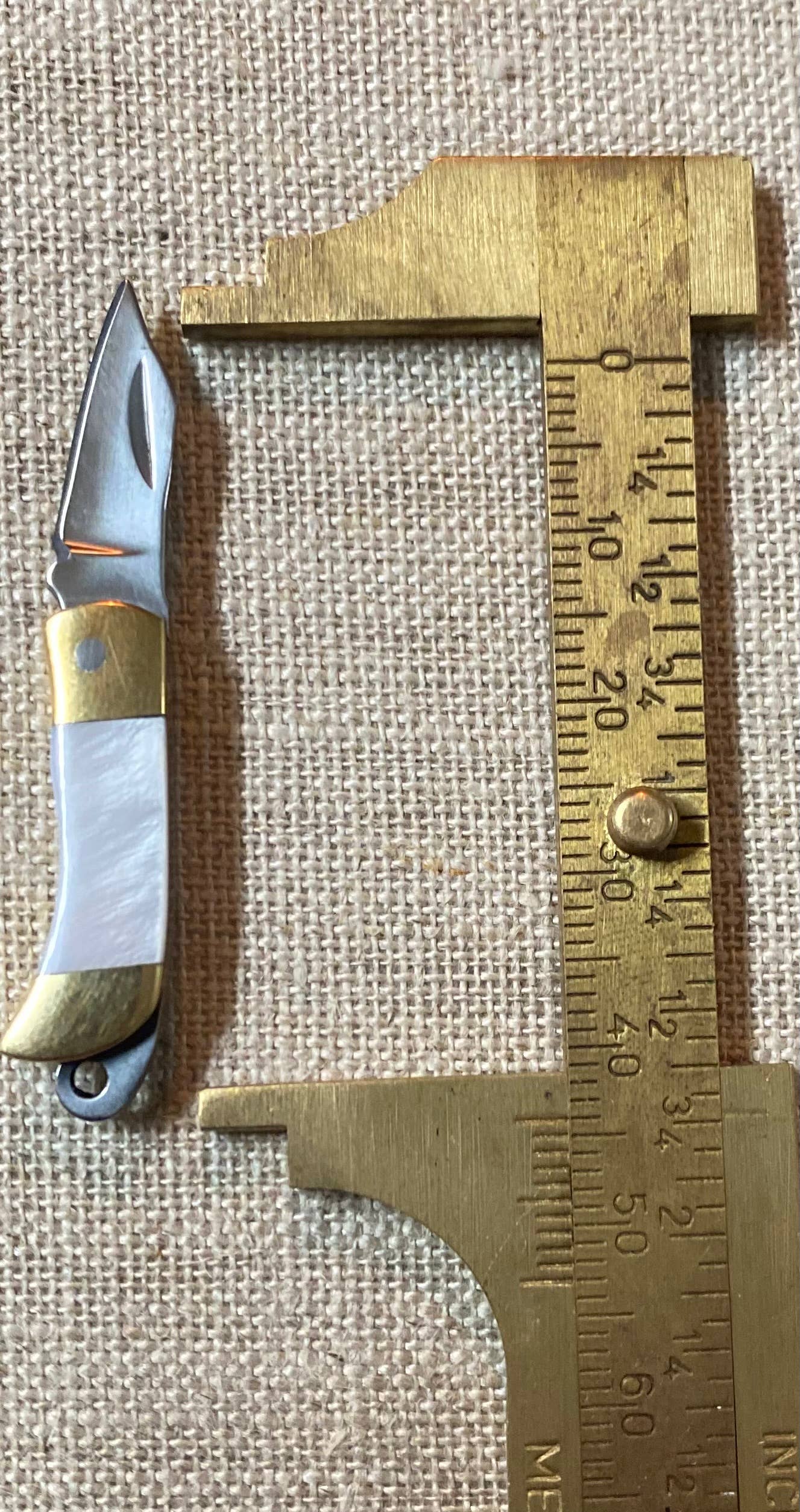 MINI brass shell knife: Blue