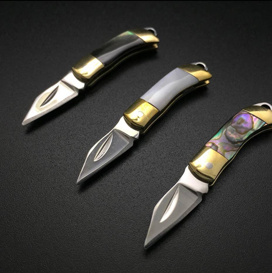 MINI brass shell knife: Blue
