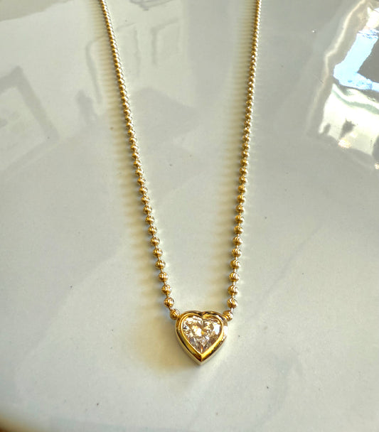 Heart lab diamond + 14k yellow gold