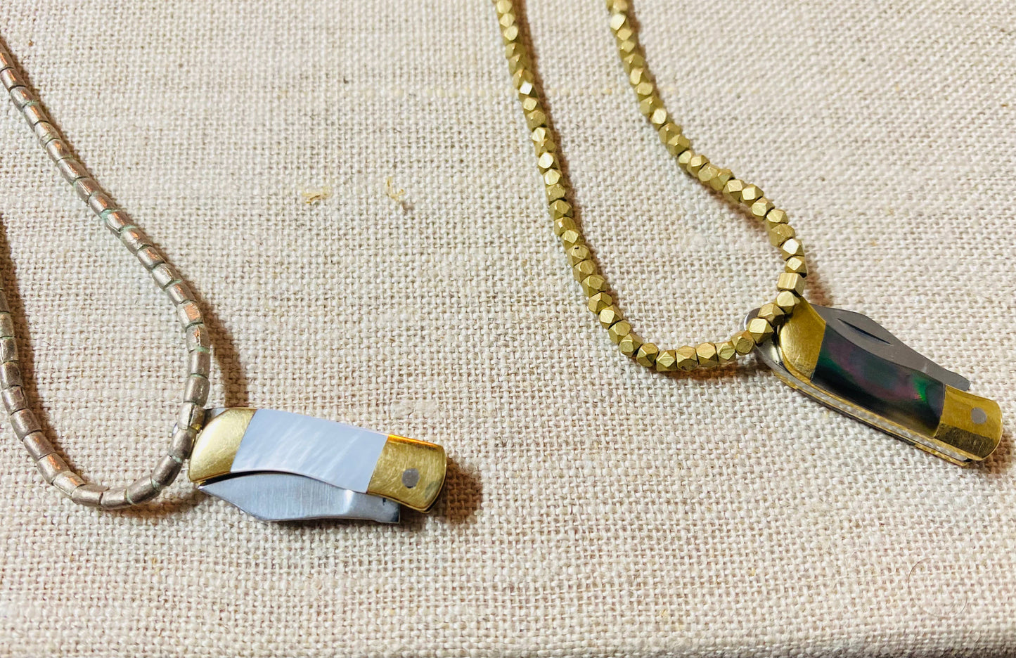 MINI brass shell knife: Blue