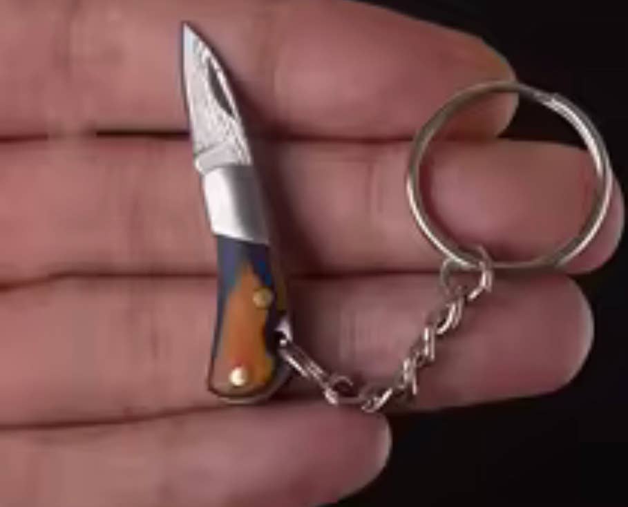 MINI brass shell knife: Blue