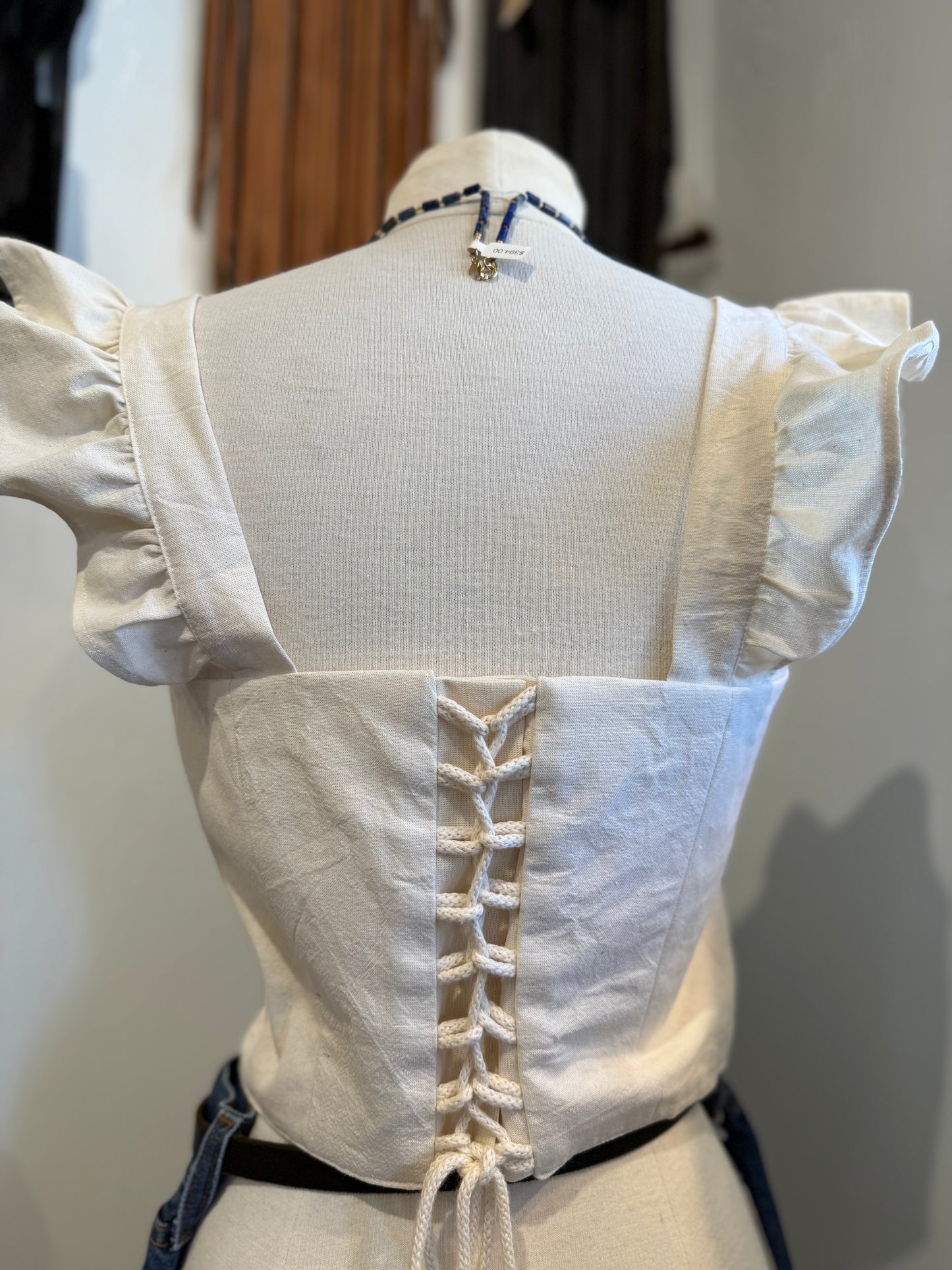 Mexican Otamí Hand Embroidered Corset Top Teal