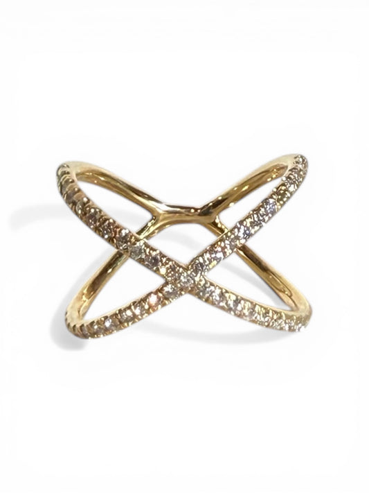 14k Gold Diamond Cross ring