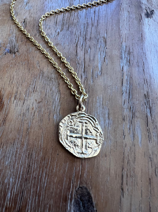14k Spanish Coin Necklace in Yellow Gold
