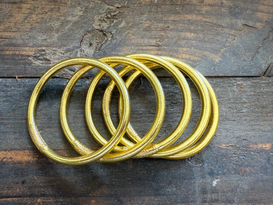 Gold Prayer Bangle Thick Single