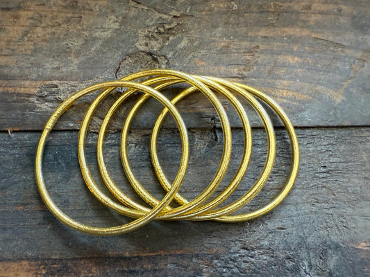 Gold Prayer Bangle Thin Single