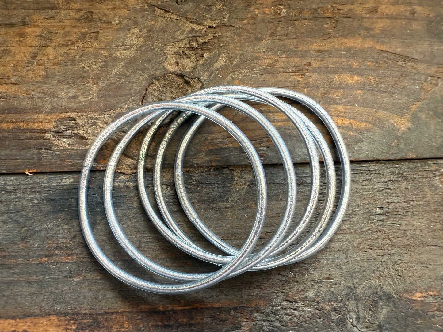 Silver Prayer Bangle Thin Single