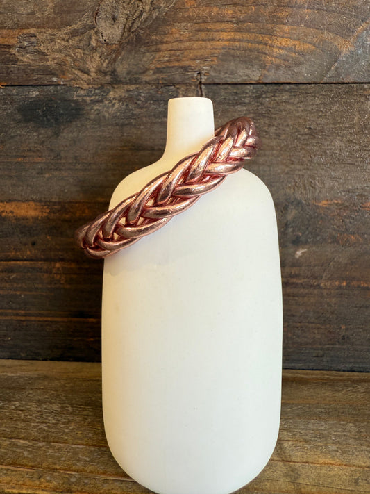 Three part braided Rose Gold Prayer Bangle Thick Single