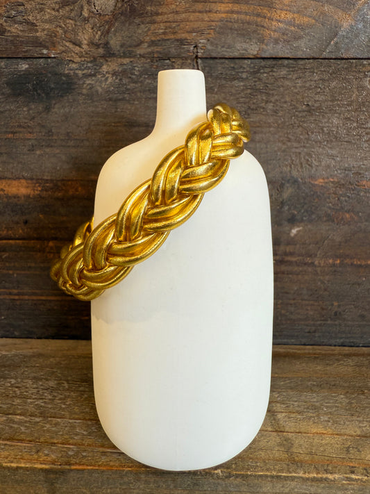 Four part  braided Gold Prayer Bangle