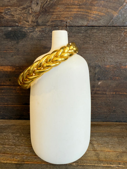 Three part  braided Gold Prayer Bangle