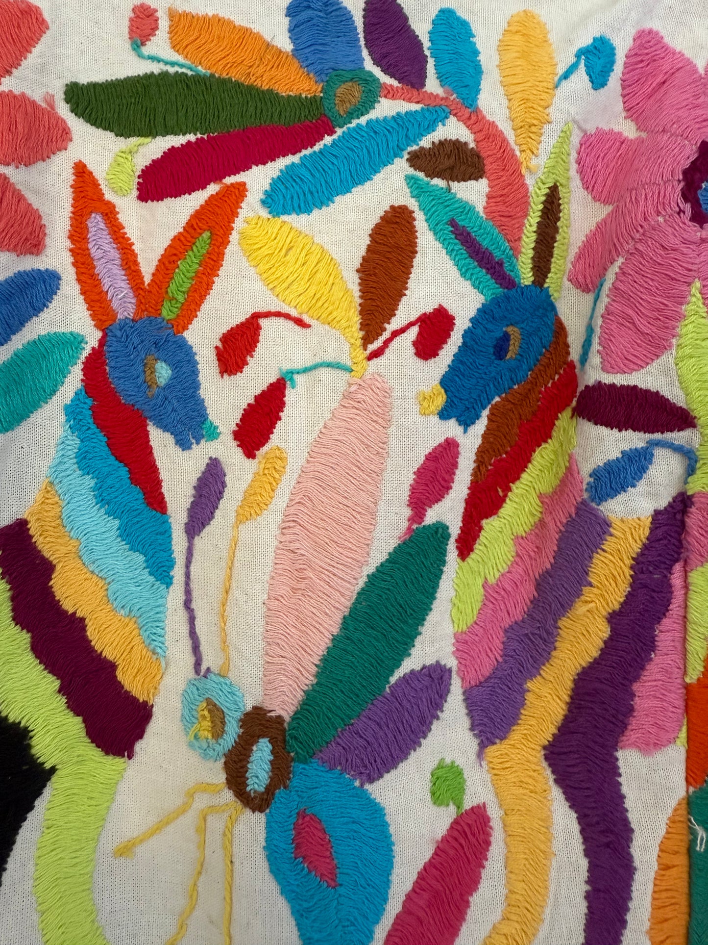 Mexican Otamí Hand Embroidered Corset Top Multi color Animal