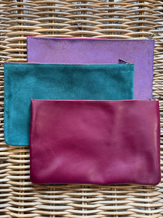 Leather Zipper Pouch Large