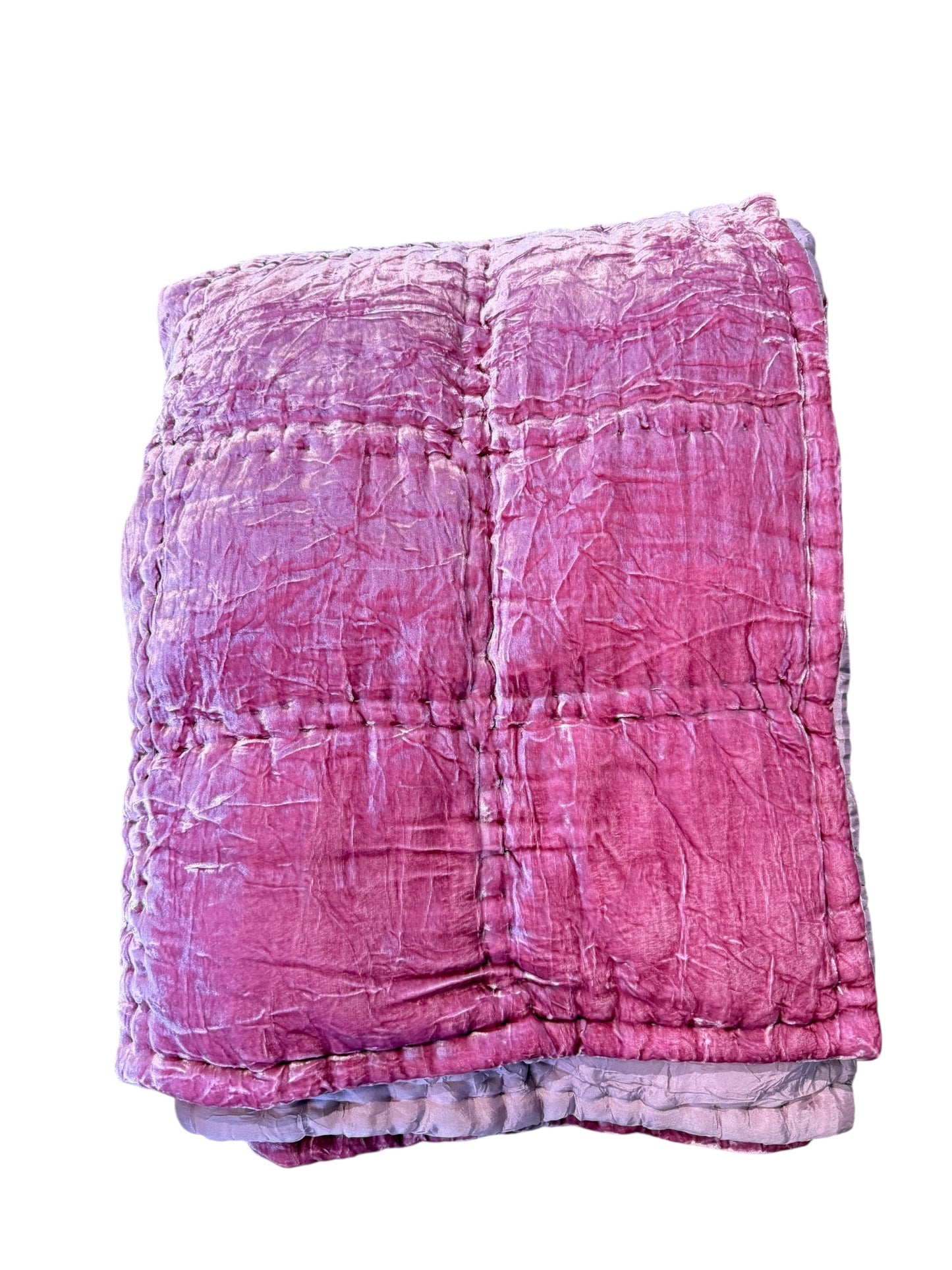 100% Silk + Velvet Luxury Quilt Powder Blossom Pink