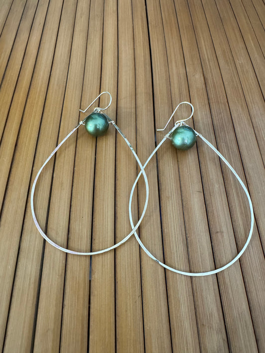 Pistachio  pearl teardrop earrings