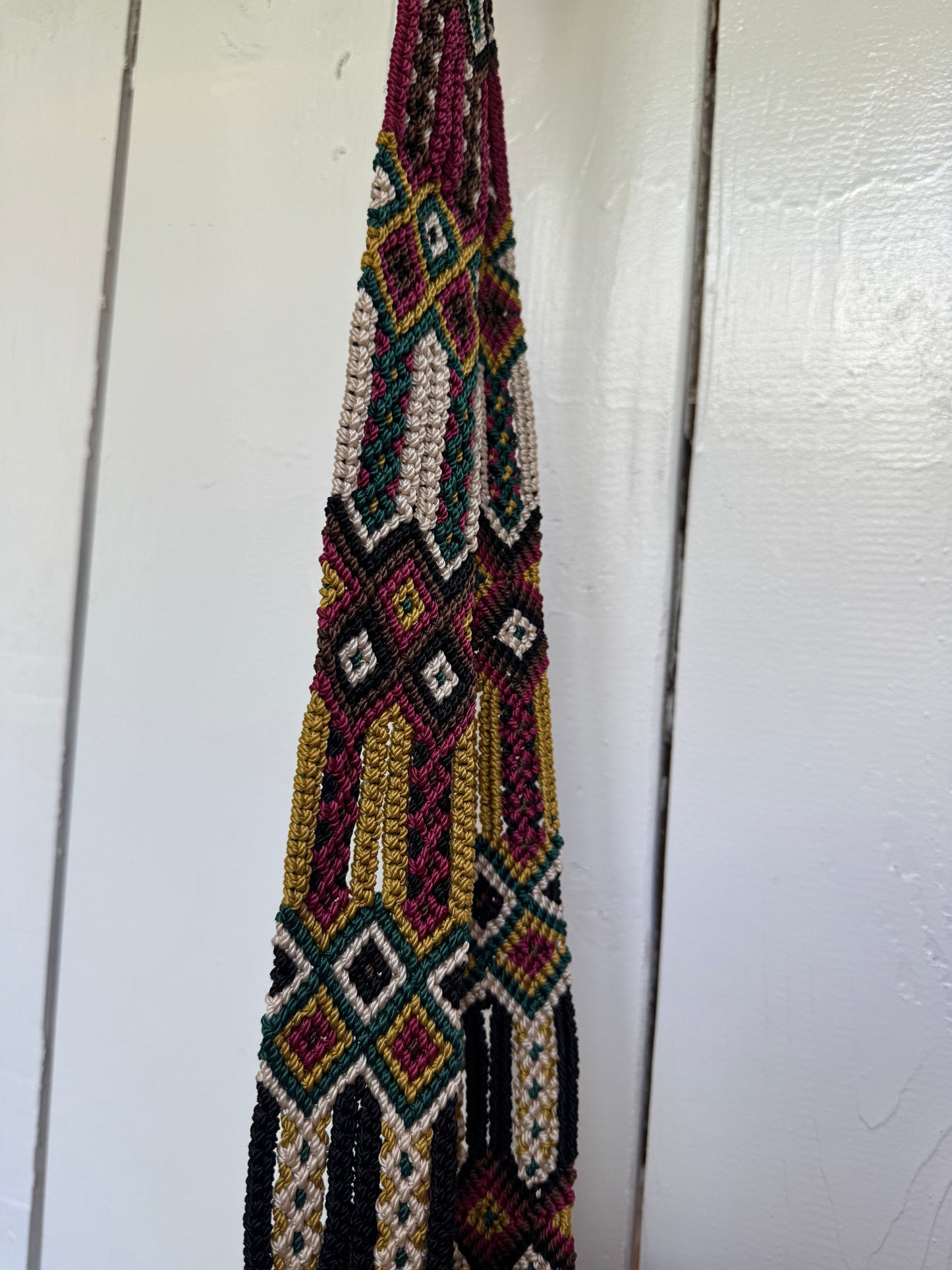 Mexican Handwoven Bucket Bag | Multi color Strap Tall Chocolate Brown
