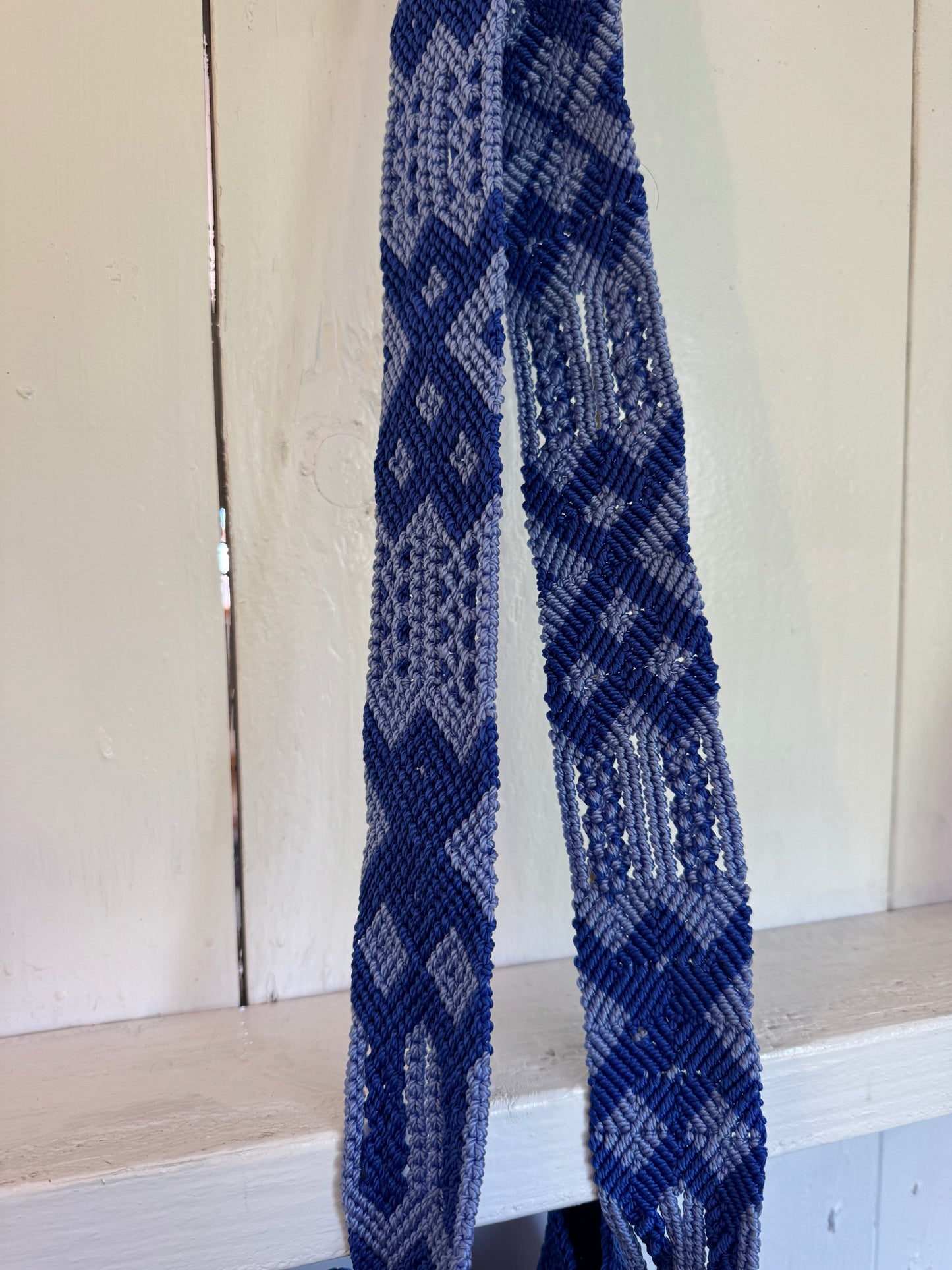 Mexican Handwoven Bucket Bag | Multi color Strap Tall Royal Blue