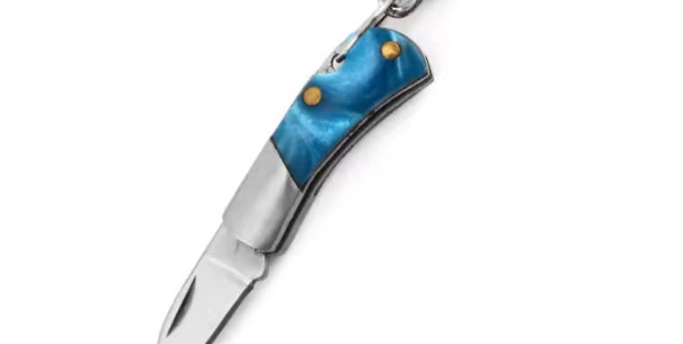 MINI brass shell knife: Blue