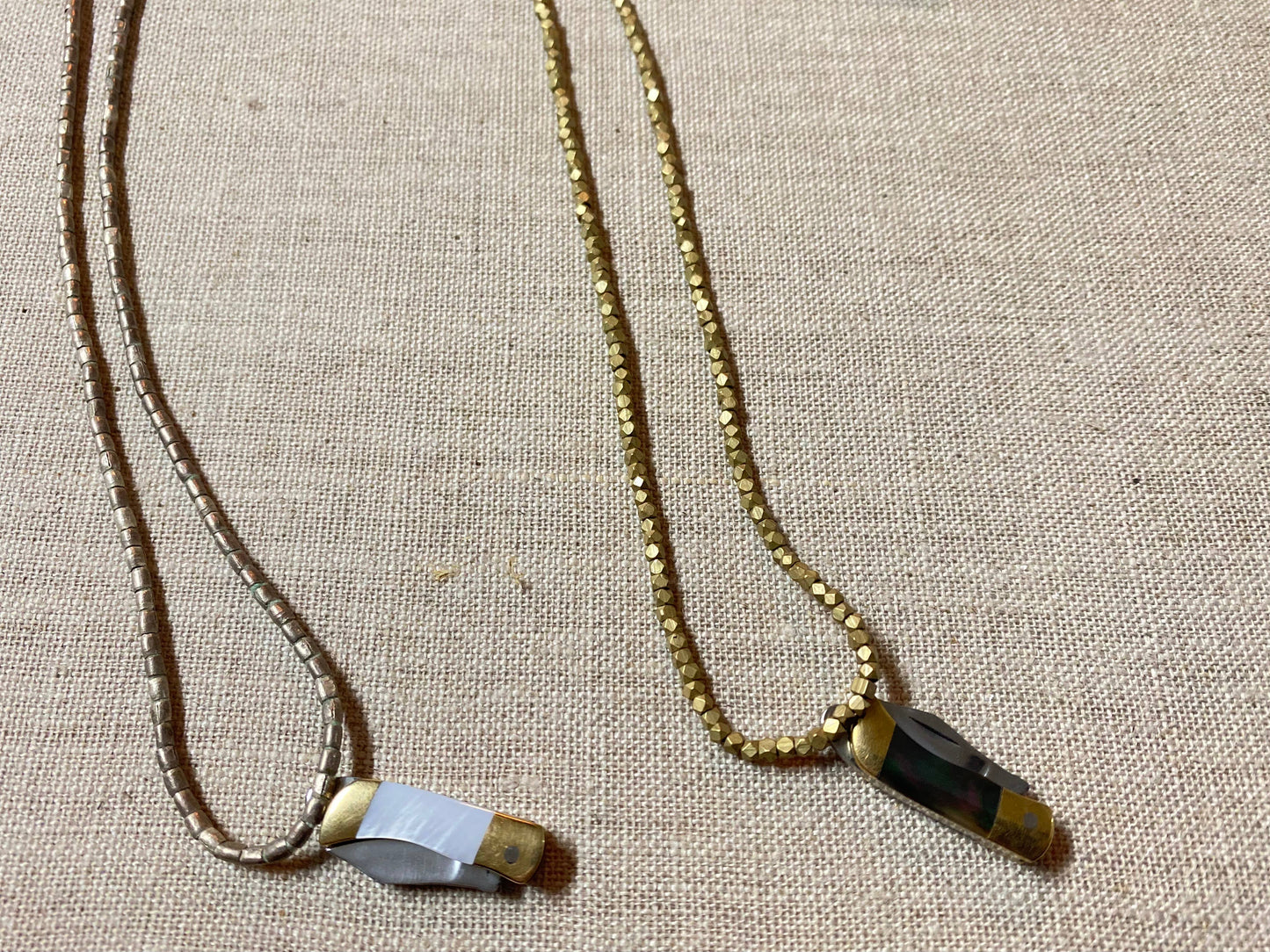 MINI brass shell knife: Blue